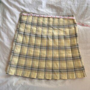 Yellow plaid pleated mini skirt